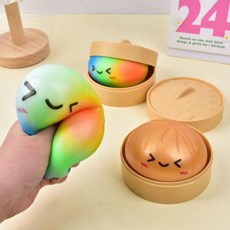 무지개 색깔 만두 모양 스퀴시 장난감, 대나무 슬로우  - Kids Toys Dumplings 리뷰 및 가격